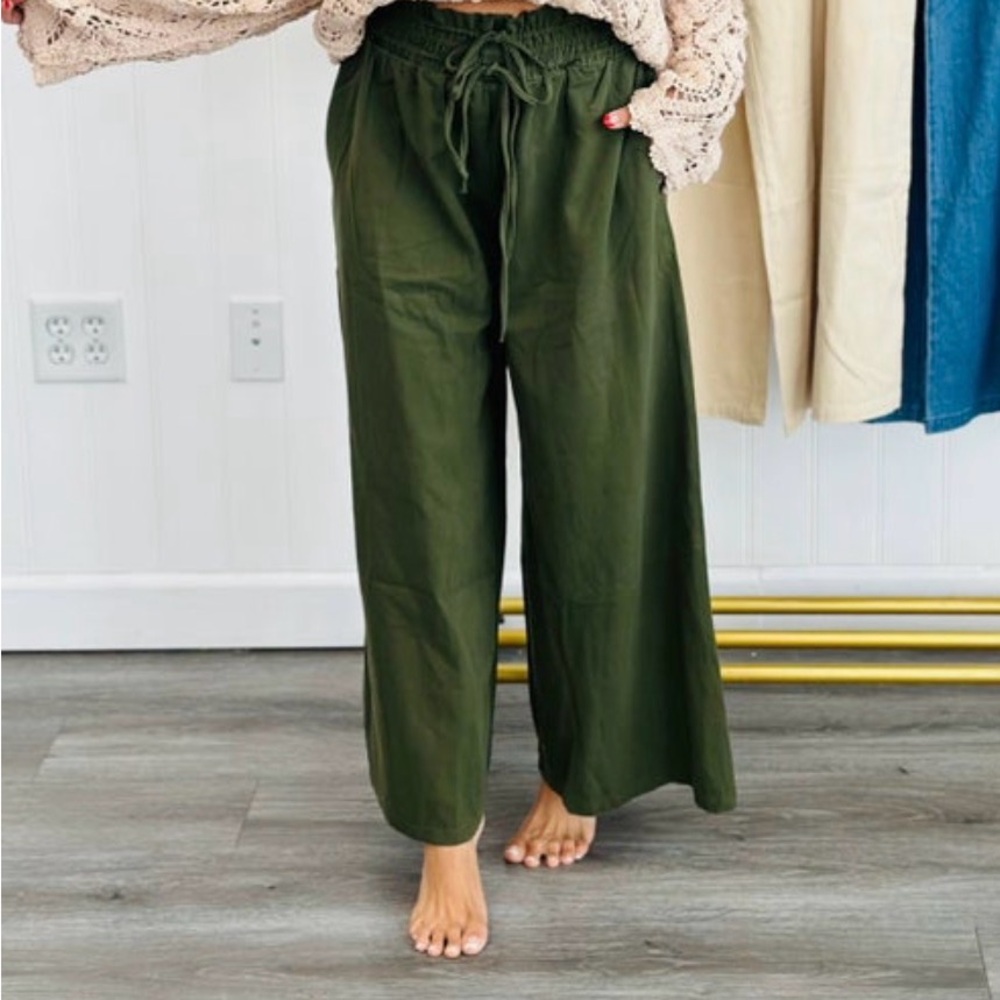 Entro Forest Green Wide-Leg Pants